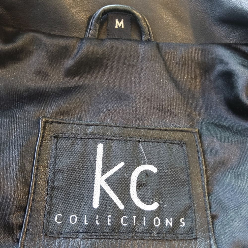 KC Collections black button front leather jacket - Picture 15 of 17